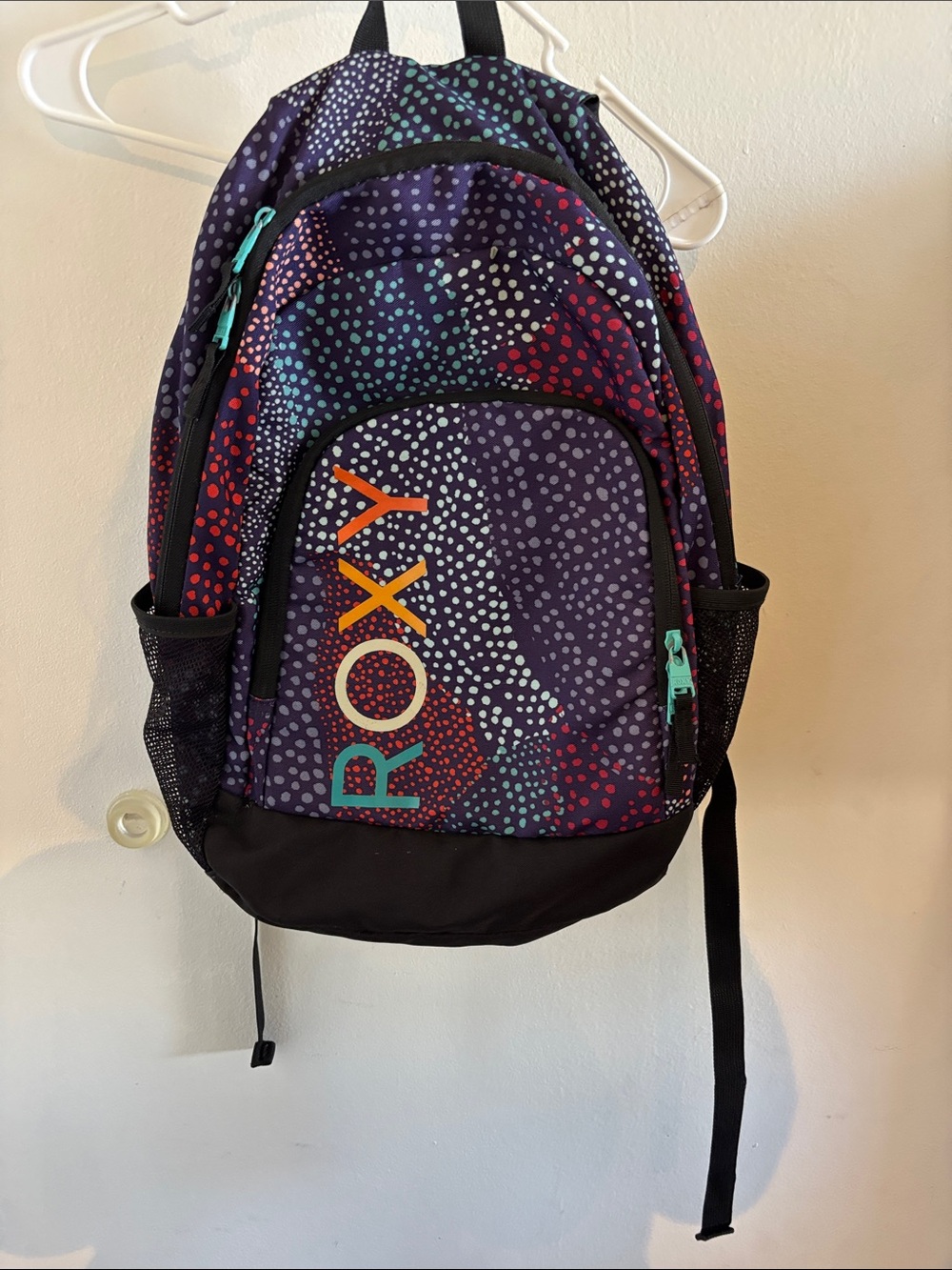 Roxy Purple Multi Dot Print Backpack with Black Base